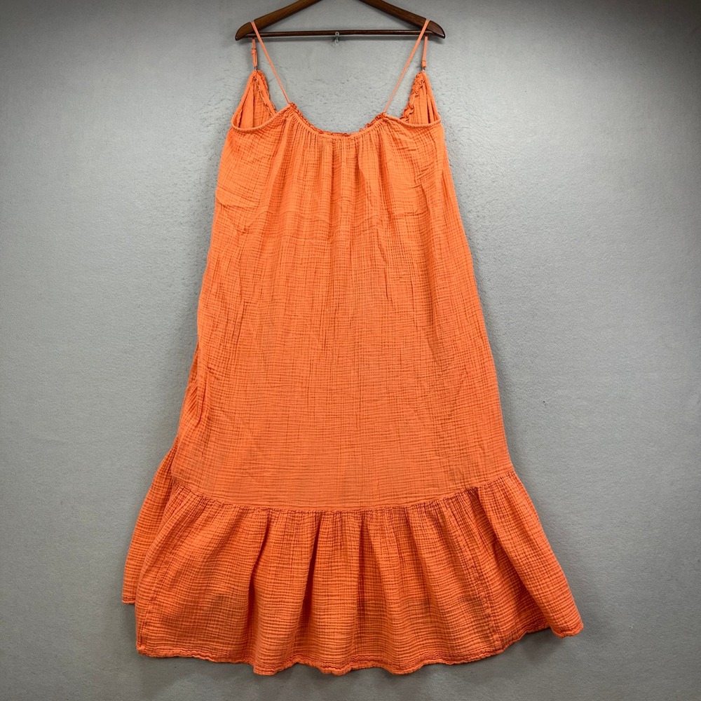 Anthropologie Maxi Dress Womens XS Orange Gauze Tiered Ruffle Boho Summer Chic